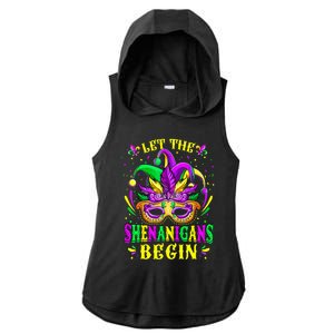 Let The Shenanigans Begin Mardi Gras Ladies PosiCharge Tri-Blend Wicking Draft Hoodie Tank