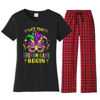 Let The Shenanigans Begin Mardi Gras Women's Flannel Pajama Set