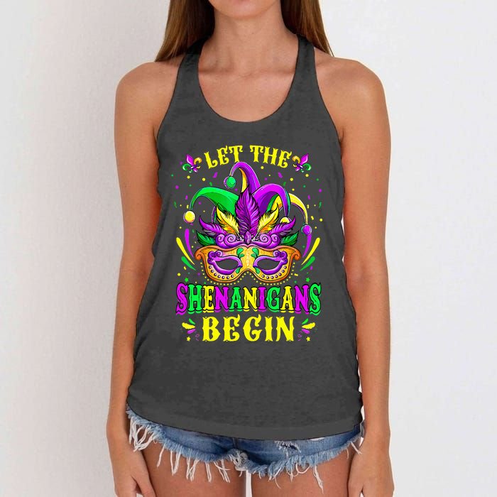 Let The Shenanigans Begin Mardi Gras Women's Knotted Racerback Tank