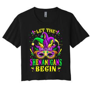 Let The Shenanigans Begin Mardi Gras Women's Crop Top Tee