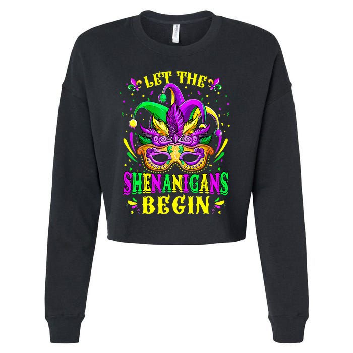 Let The Shenanigans Begin Mardi Gras Cropped Pullover Crew