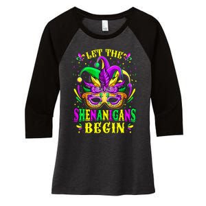 Let The Shenanigans Begin Mardi Gras Women's Tri-Blend 3/4-Sleeve Raglan Shirt