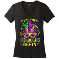 Let The Shenanigans Begin Mardi Gras Women's V-Neck T-Shirt