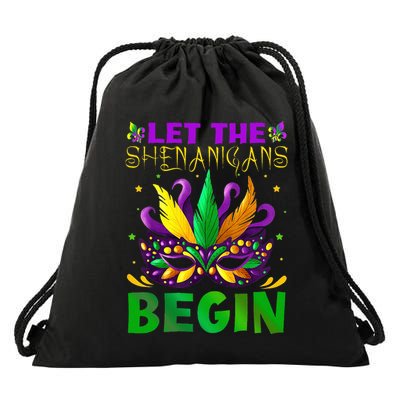 Let The Shenanigans Begin Mardi Gras Drawstring Bag