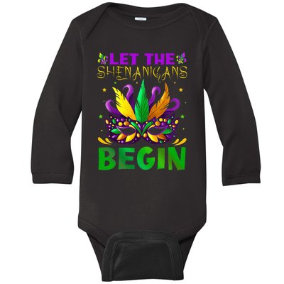 Let The Shenanigans Begin Mardi Gras Baby Long Sleeve Bodysuit