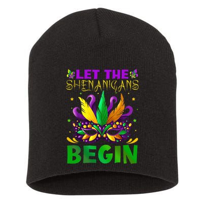 Let The Shenanigans Begin Mardi Gras Short Acrylic Beanie