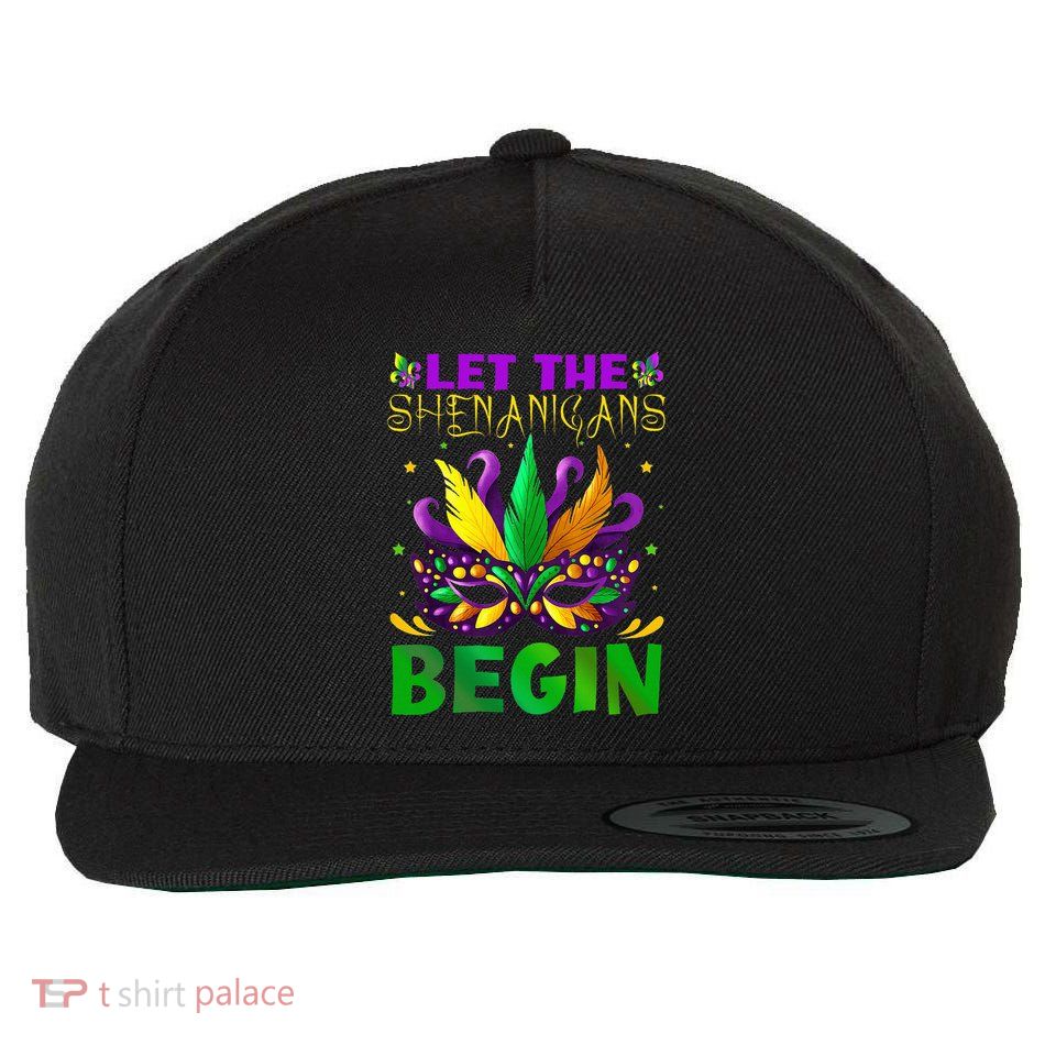 Let The Shenanigans Begin Mardi Gras Wool Snapback Cap