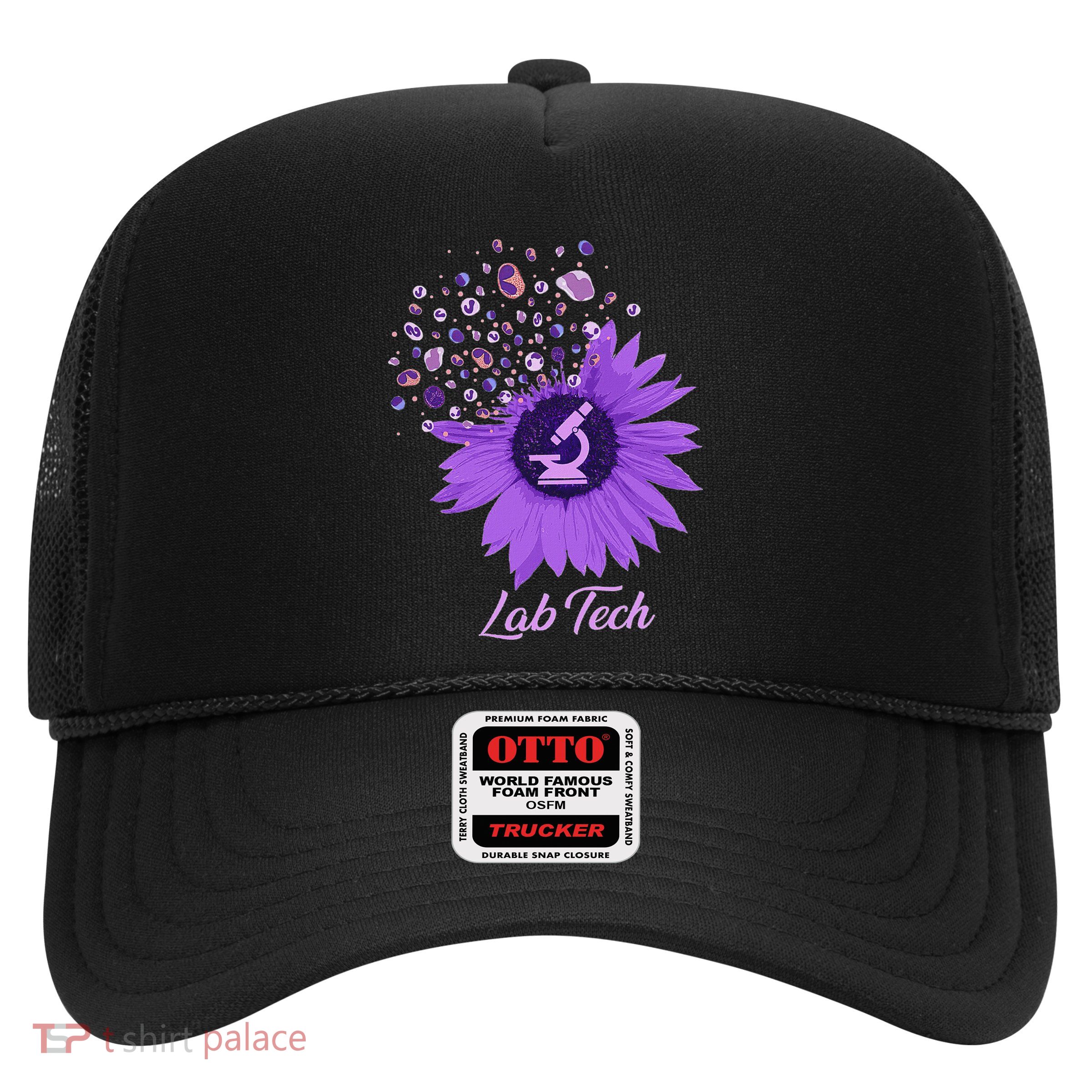 Lab Tech Sunflower Med Tech Funny Medical Technician Lab Trucker Hat