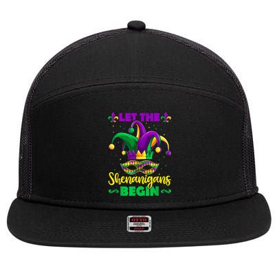 Let The Shenanigans Begin Mardi Gras Gift Meaningful Gift 7 Panel Mesh Trucker Snapback Hat