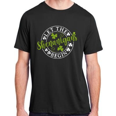 Let The Shenanigans Begin Clovers Shamrocks St Patricks Day Adult ChromaSoft Performance T-Shirt