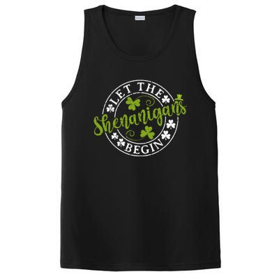 Let The Shenanigans Begin Clovers Shamrocks St Patricks Day PosiCharge Competitor Tank