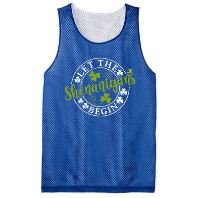 Let The Shenanigans Begin Clovers Shamrocks St Patricks Day Mesh Reversible Basketball Jersey Tank