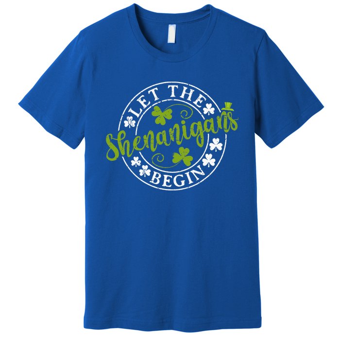 Let The Shenanigans Begin Clovers Shamrocks St Patricks Day Premium T-Shirt