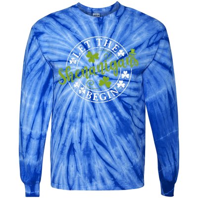 Let The Shenanigans Begin Clovers Shamrocks St Patricks Day Tie-Dye Long Sleeve Shirt