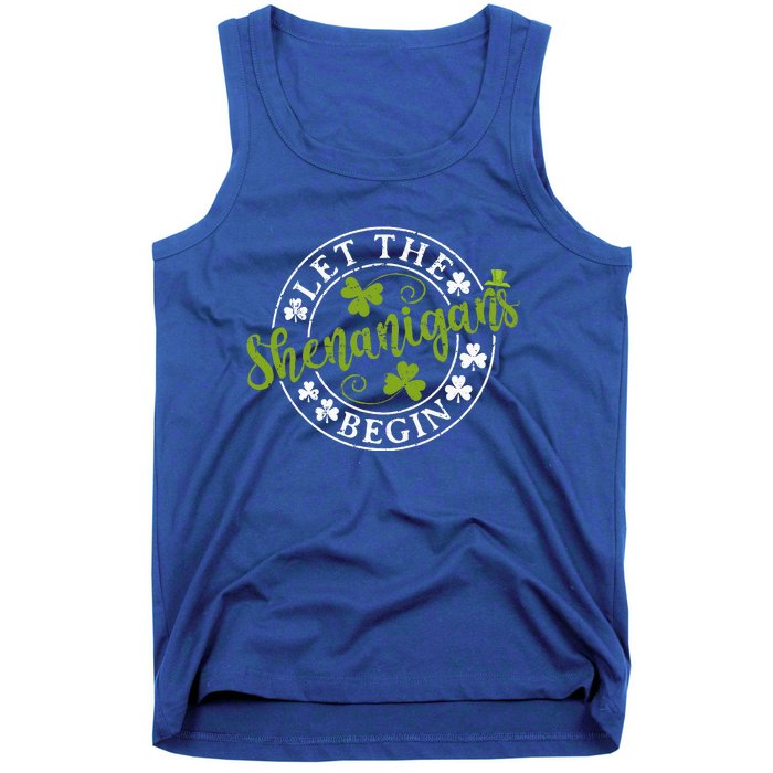 Let The Shenanigans Begin Clovers Shamrocks St Patricks Day Tank Top