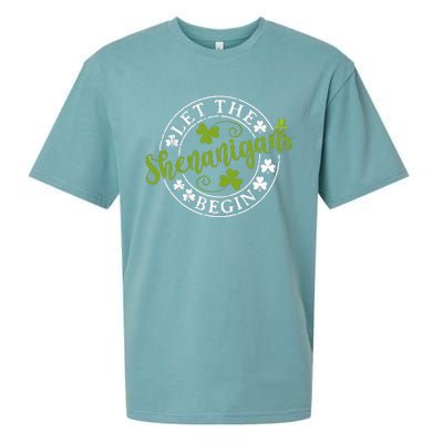 Let The Shenanigans Begin Clovers Shamrocks St Patricks Day Sueded Cloud Jersey T-Shirt