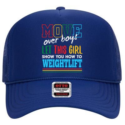 Let This Show You How To Weightlift Funny Weightlifting Gift High Crown Mesh Back Trucker Hat