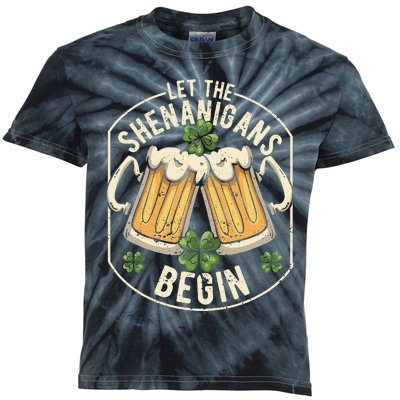 Let The Shenanigans Begin Funny Clovers St Patrick's Day Kids Tie-Dye T-Shirt