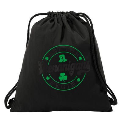 Let The Shenanigans Begin St. Patrick's Day Shamrock Circle Drawstring Bag