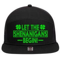 Let The Shenanigans Begin Happy St Patricks Day Shamrock 7 Panel Mesh Trucker Snapback Hat