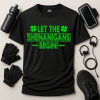 Let The Shenanigans Begin Happy St Patricks Day Shamrock Performance Shirt