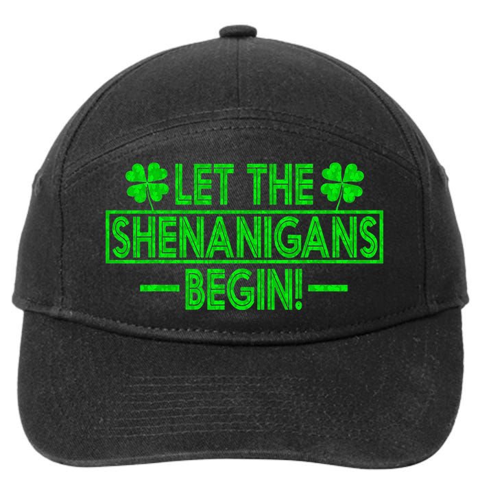 Let The Shenanigans Begin Happy St Patricks Day Shamrock 7-Panel Snapback Hat