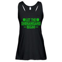 Let The Shenanigans Begin Happy St Patricks Day Shamrock Ladies Essential Flowy Tank