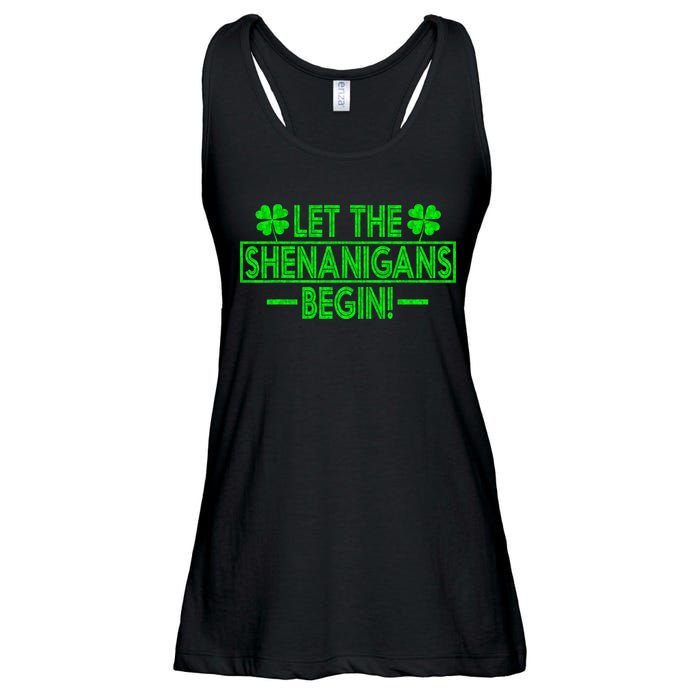 Let The Shenanigans Begin Happy St Patricks Day Shamrock Ladies Essential Flowy Tank
