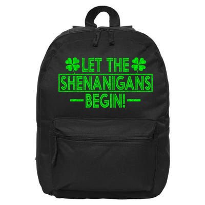Let The Shenanigans Begin Happy St Patricks Day Shamrock 16 in Basic Backpack