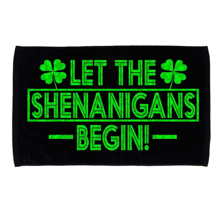 Let The Shenanigans Begin Happy St Patricks Day Shamrock Microfiber Hand Towel