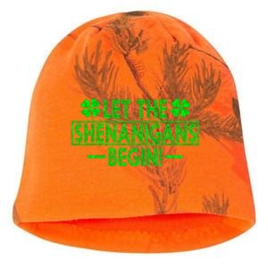 Let The Shenanigans Begin Happy St Patricks Day Shamrock Kati - Camo Knit Beanie