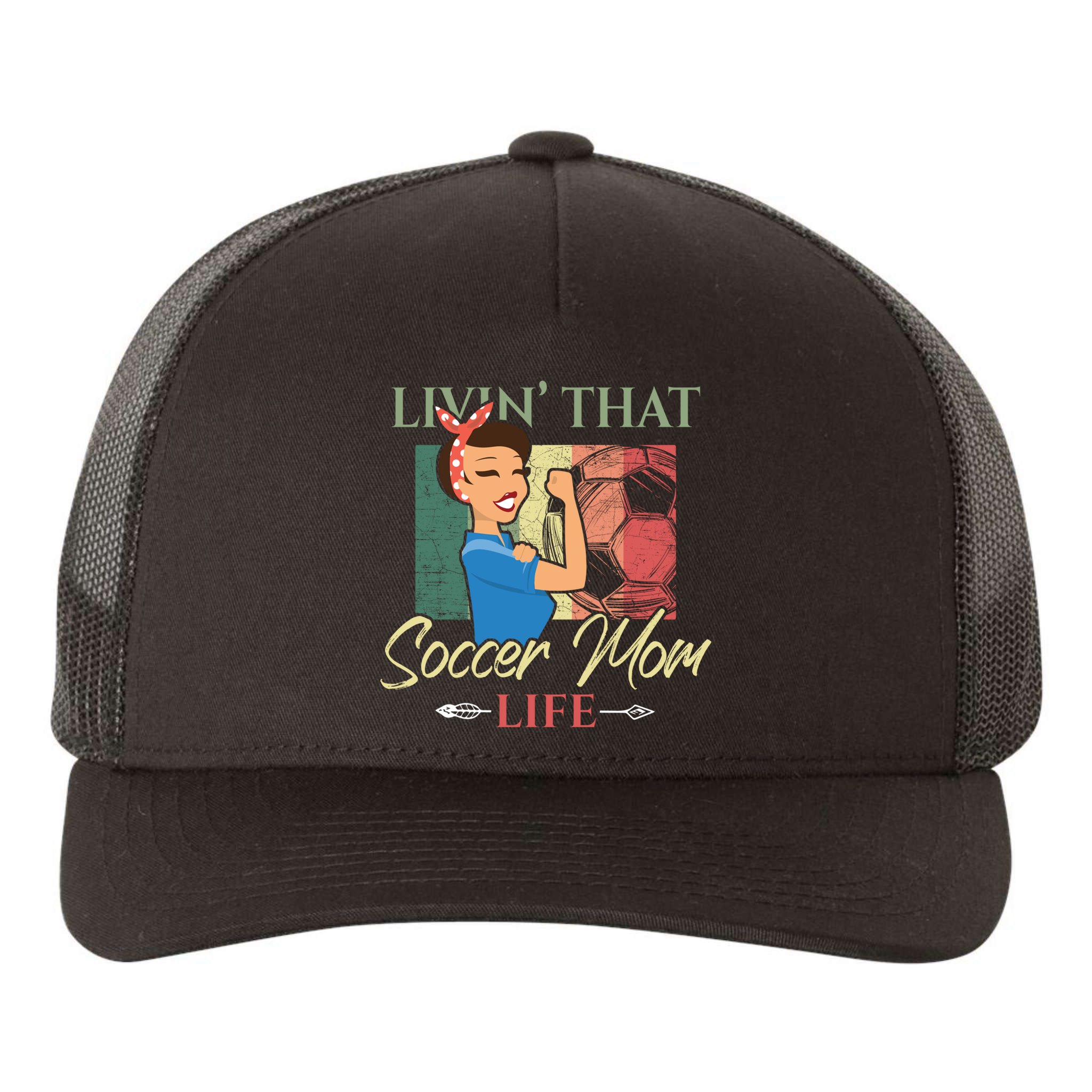 Livin That Soccer Mom Life Living Football Vintage Arrow Cool Gift Yupoong Adult 5-Panel Trucker Hat