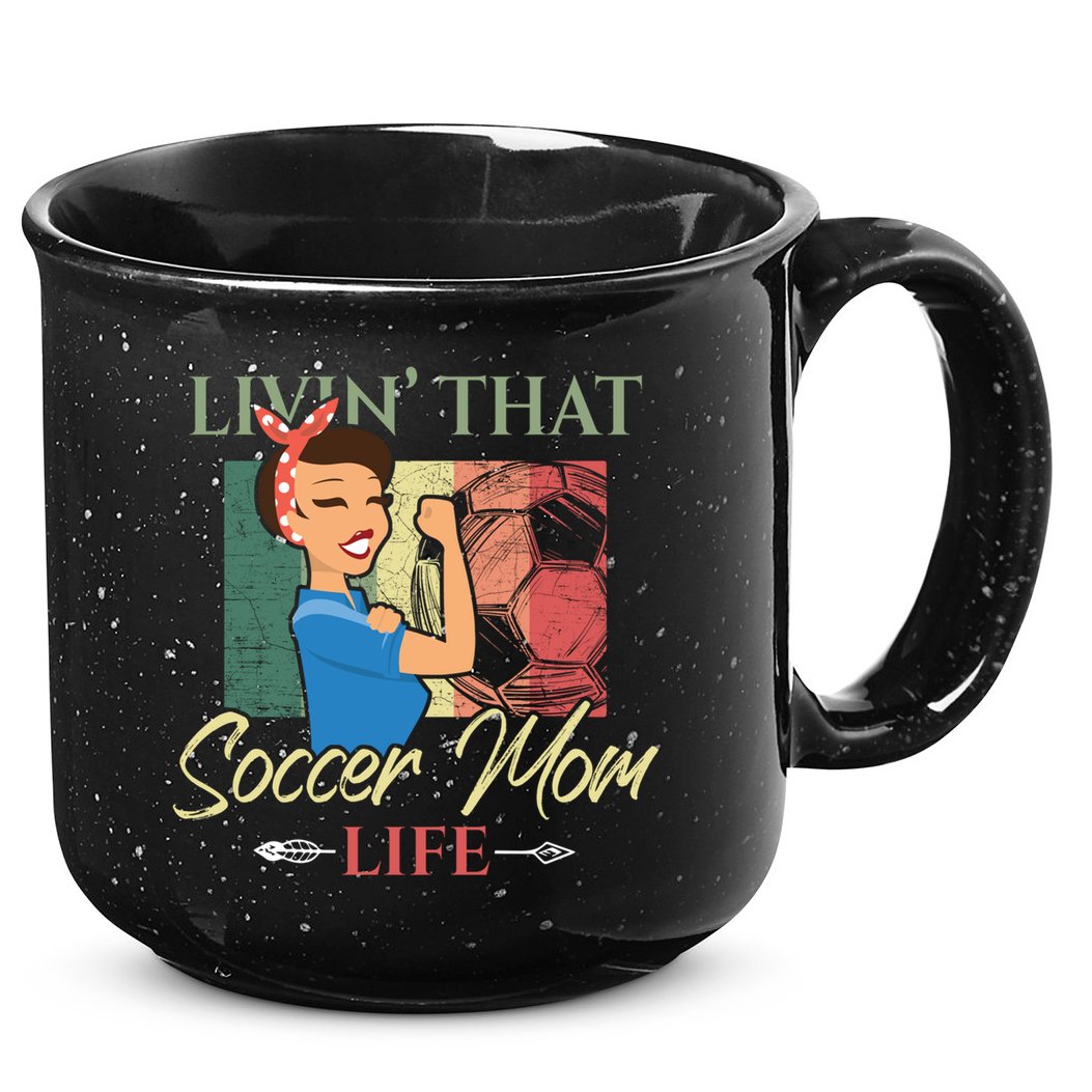 Livin That Soccer Mom Life Living Football Vintage Arrow Cool Gift 15oz Campfire Ceramic Mug