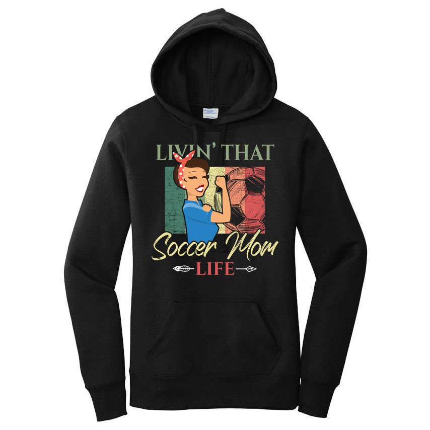 Livin That Soccer Mom Life Living Football Vintage Arrow Cool Gift Women's Pullover Hoodie