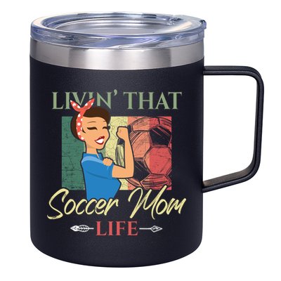 Livin That Soccer Mom Life Living Football Vintage Arrow Cool Gift 12oz Stainless Steel Coffee Mug