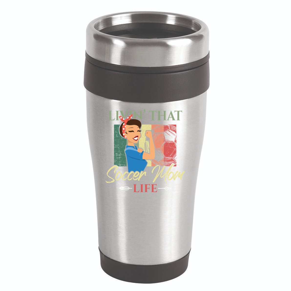 Livin That Soccer Mom Life Living Football Vintage Arrow Cool Gift 16oz Travel Tumbler