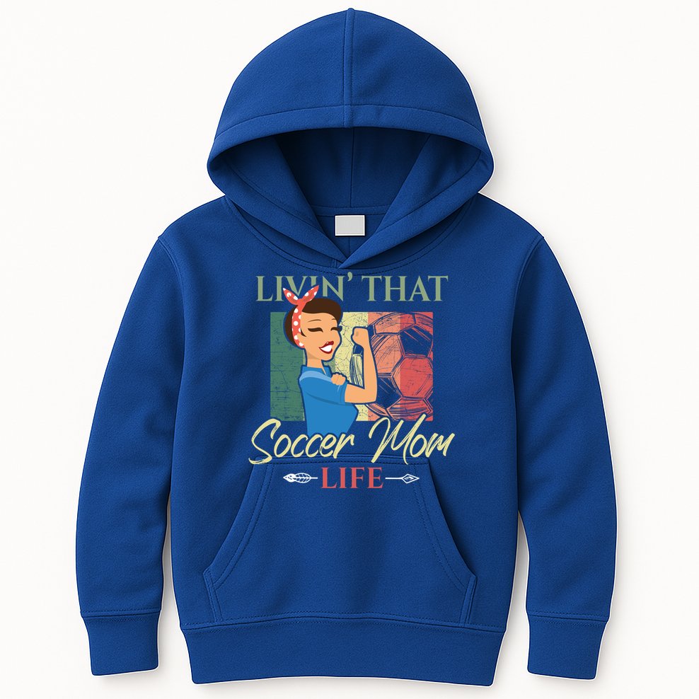 Livin That Soccer Mom Life Living Football Vintage Arrow Cool Gift Kids Hoodie