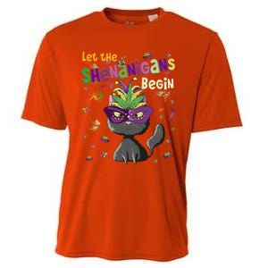 Let The Shenanigans Begin Funny Black Cat Lover Mardi Gras Gift Cooling Performance Crew T-Shirt