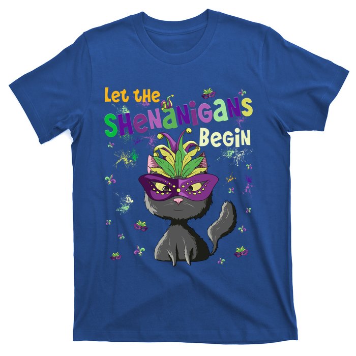 Let The Shenanigans Begin Funny Black Cat Lover Mardi Gras Gift T-Shirt