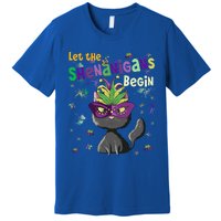 Let The Shenanigans Begin Funny Black Cat Lover Mardi Gras Gift Premium T-Shirt