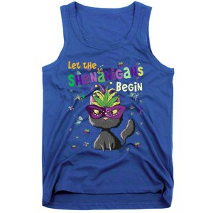 Let The Shenanigans Begin Funny Black Cat Lover Mardi Gras Gift Tank Top