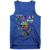 Let The Shenanigans Begin Funny Black Cat Lover Mardi Gras Gift Tank Top