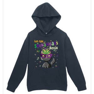 Let The Shenanigans Begin Funny Black Cat Lover Mardi Gras Gift Urban Pullover Hoodie