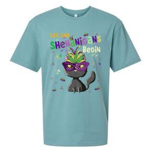 Let The Shenanigans Begin Funny Black Cat Lover Mardi Gras Gift Sueded Cloud Jersey T-Shirt