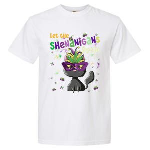 Let The Shenanigans Begin Funny Black Cat Lover Mardi Gras Gift Garment-Dyed Heavyweight T-Shirt