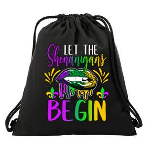 Let The Shenanigans Begin Mardi Gras Drawstring Bag