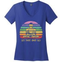 Let That Shitgiftgo Buddha Great Gift Funny Meditating Budda Budha Women's V-Neck T-Shirt