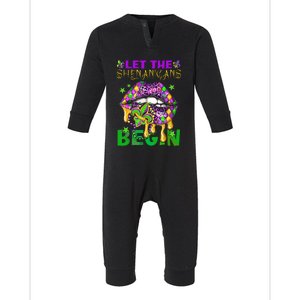 Let The Shenanigans Begin Mardi Gras Lips Infant Fleece One Piece