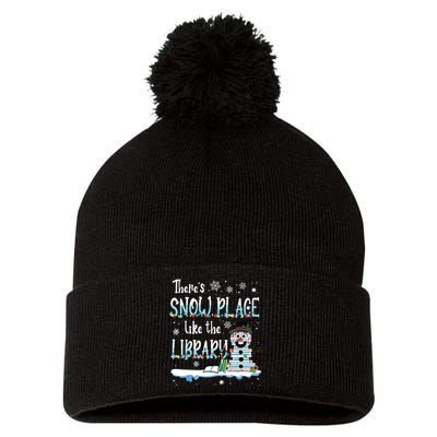 Librarian Theres Snow Place Like The Library Christmas Snow Pom Pom 12in Knit Beanie