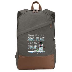 Librarian Theres Snow Place Like The Library Christmas Snow Cotton Canvas Backpack